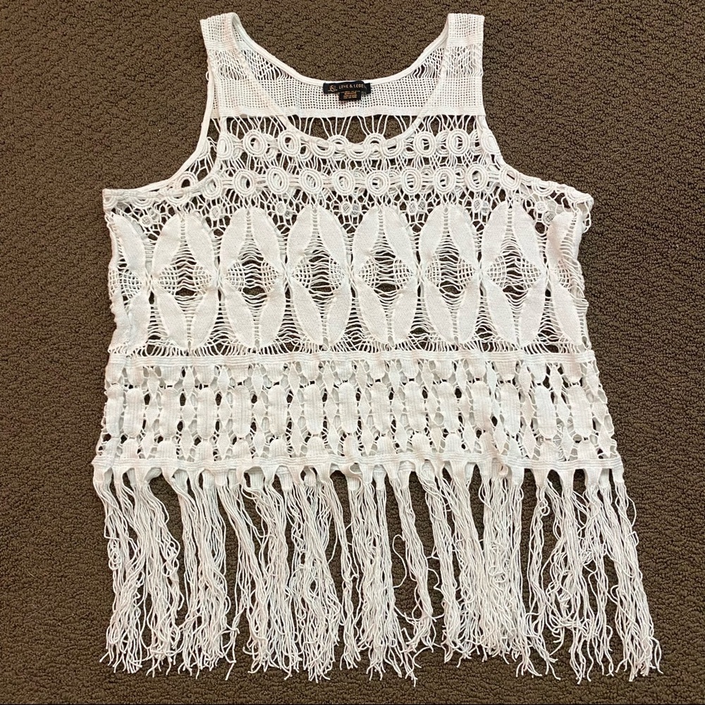 Love & Legend Macrame Tank with Tassels Plus sz 3X